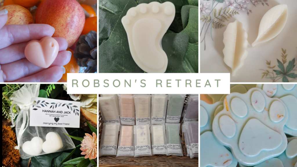 a selection of beautiful wax melts made by robson's retreat